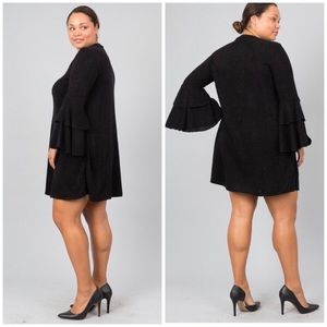 Plus Size! Ruffled Bell Sleeve Sweater Dress